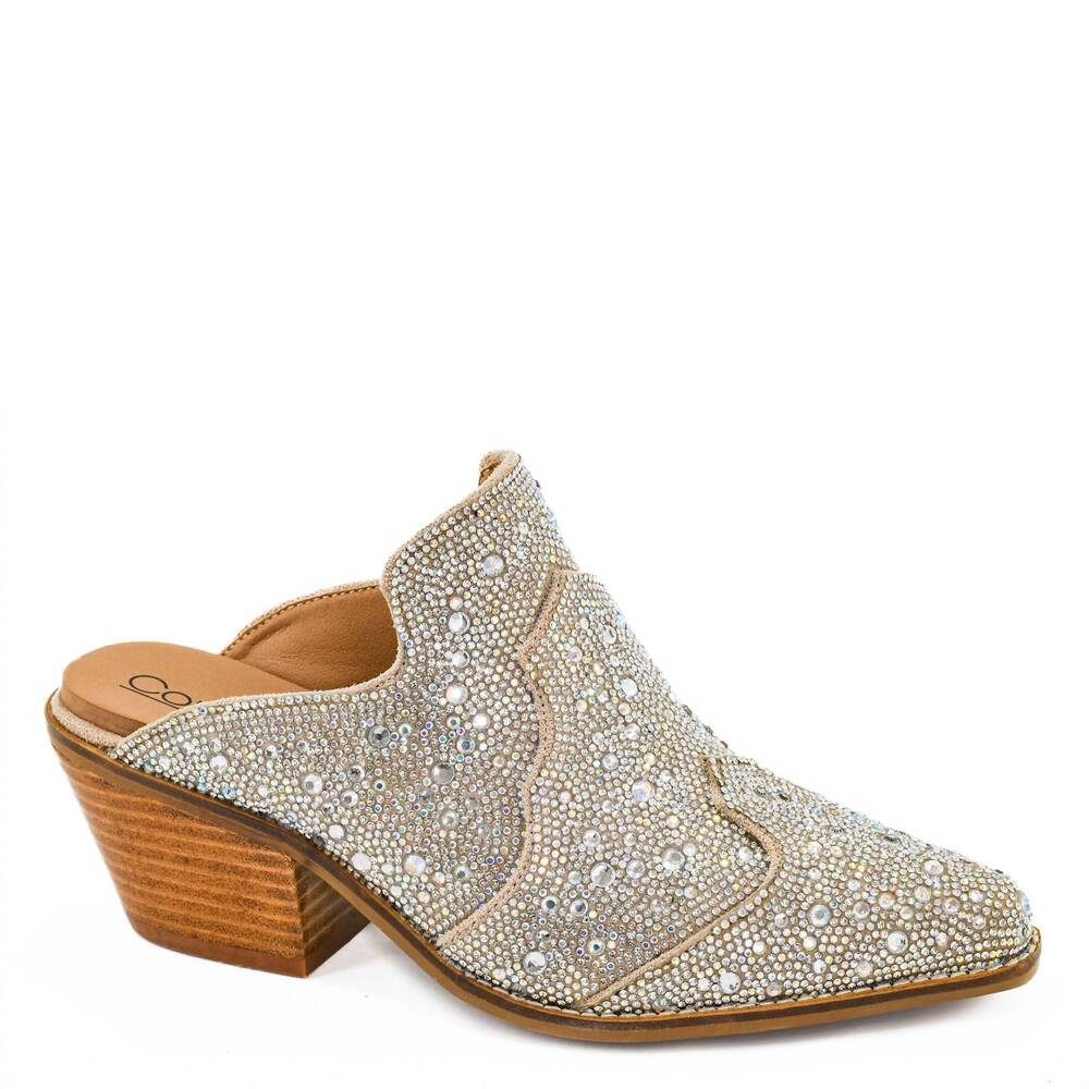 NEW CORKYS FOOTWEAR women's tex mex rhinestone western mule in silver